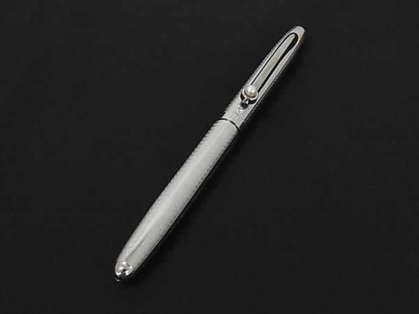 ■美品■ MIKIMOTO ミキモト 本真珠 アコヤ真珠 パール 約3mm ツイスト式 ボールペン 筆記用具 文房具 シルバー系 DM8406