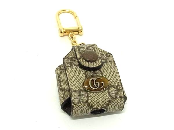 ■極美品■ GUCCI グッチ 596720 オフディア GG柄 GGマーモント GGスプリーム PVC AirPodsケース エアポッズケース ブラウン系 FU3405