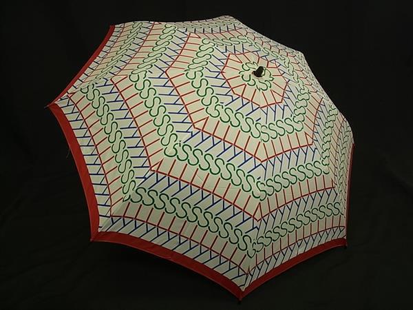 YVESSAINTLAURENT イヴサンローラン 折りたたみ傘 折り畳み傘 雨傘 高級傘 アンブレラ レディース レッド系×マルチカラー DK4281