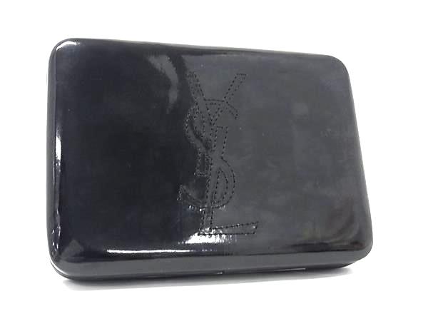 YVESSAINTLAURENT イヴサンローラン パテントレザー ポーチ マルチケース 小物入れ クラッチバッグ レディース ブラック系 DK6420