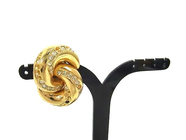 ChristianDior クリスチャンディオール ラインストーン 片耳のみ クリップ式 イヤリング アクセサリー レディース ゴールド系 DM8420