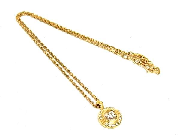 乐天商城 - ■美品■ NINA RICCI ニナリッチ ラインストーン ネックレス ペンダント アクセサリー レディース ゴールド系 DM8528