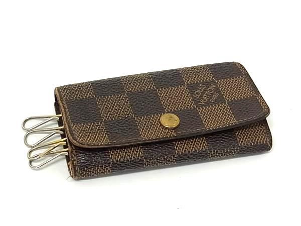 LOUIS VUITTON ルイヴィトン N62631 ダミエ ミュルティクレ4 4連 キーケース 鍵入れ レディース メンズ ブラウン系 DM8581
