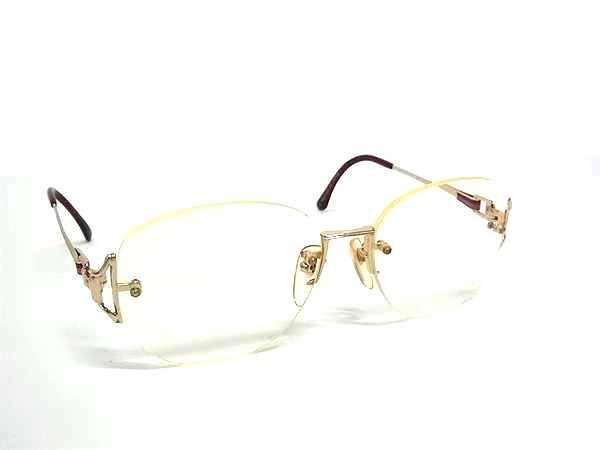 Paul Smith - YVESSAINTLAURENT イヴサンローラン 30-2624 55□16 135 度入り メガネ 眼鏡 レディース ゴールド系×ボルドー系 DM9018