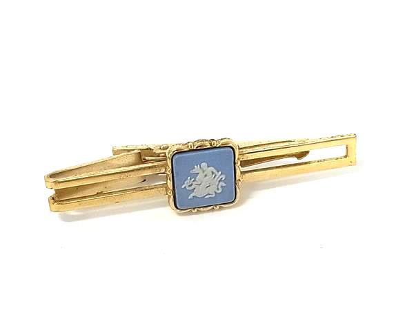 WEDGWOOD ウェッジウッド ジャスパー ネクタイピン タイクリップ アクセサリー ビジネス メンズ ゴールド系×ライトブルー系 DM9150