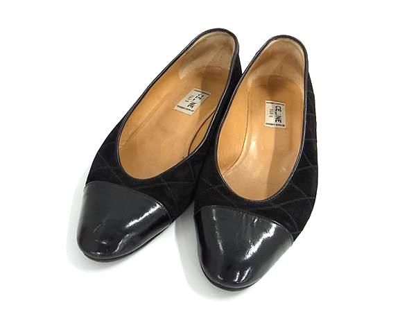 CELINE セリーヌ スエード×レザー ヒール パンプス 表記サイズ 34 1/2 (約21.5cm) 靴 シューズ レディース ブラック系 DF6998