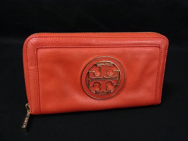 ■美品■ TORY BURCH トリーバーチ レザー ラウンドファスナー 長財布 ウォレット 札入れ 小銭入れ カード入れ レッド系 DH8601