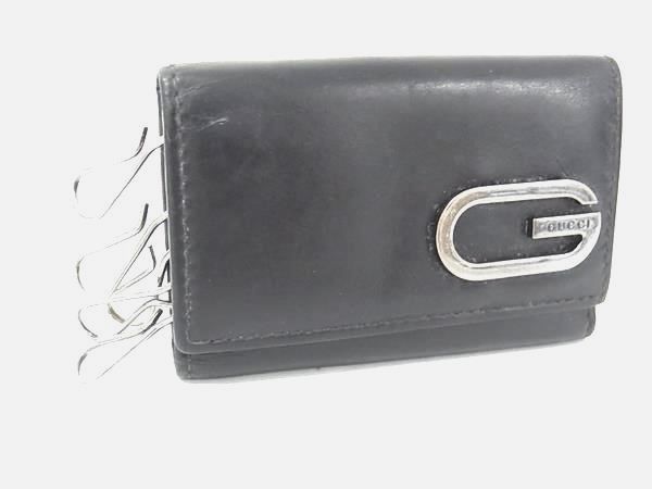 GUCCI グッチ 033 2184 0875 レザー 6連 キーケース 鍵入れ メンズ レディース ブラック系 DK1027