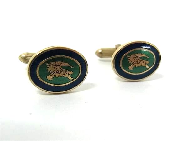 Burberrys バーバリーズ カフスボタン カフリンクス アクセサリー ビジネス 紳士 メンズ ネイビー系×グリーン系×ゴールド系 DK1079