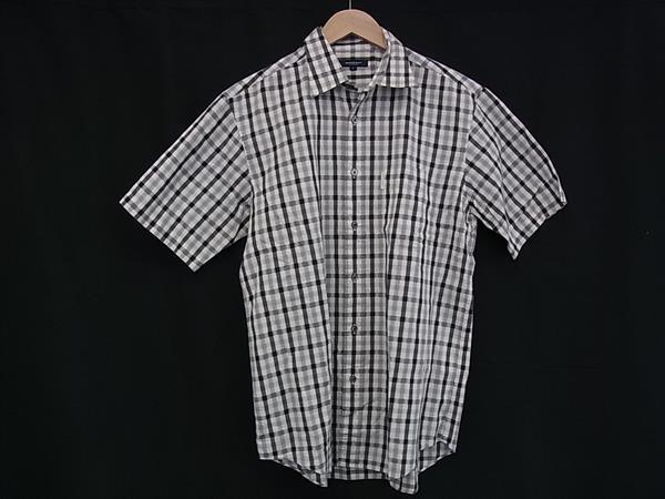 ■美品■ BURBERRY バーバリー コットン100％ チェック柄 半袖 シャツ トップス 表記サイズ L 洋服 メンズ グレー系 DK3613