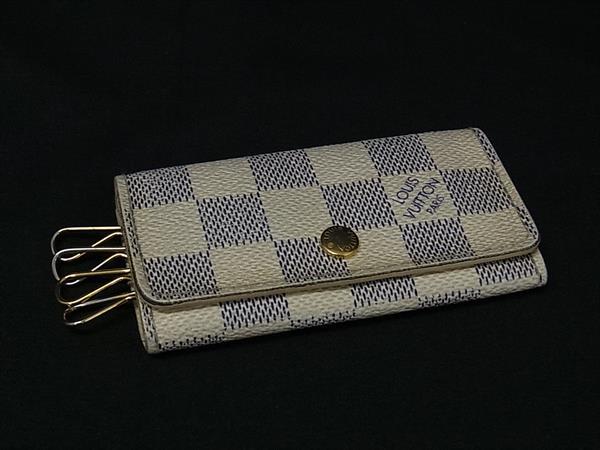LOUIS VUITTON ルイヴィトン N60020 ダミエアズール ミュルティクレ4 4連 キーケース 鍵入れ メンズ レディース アイボリー系 DM9030