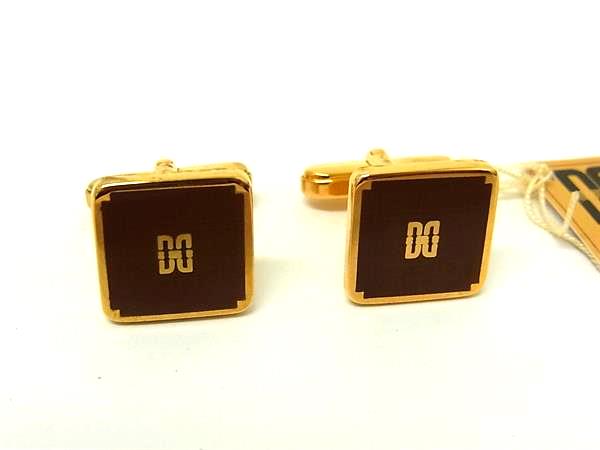 ■極美品■ DAKS ダックス カフス カフスリンクス アクセサリー ビジネス 紳士 メンズ ゴールド系×ブラウン系 DM9099