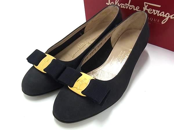 乐天商城 - Salvatore Ferragamo フェラガモ ヴァラリボン スエード パンプス 表記サイズ 5 (約25.5cm) 靴 シューズ ネイビー系 DM9190