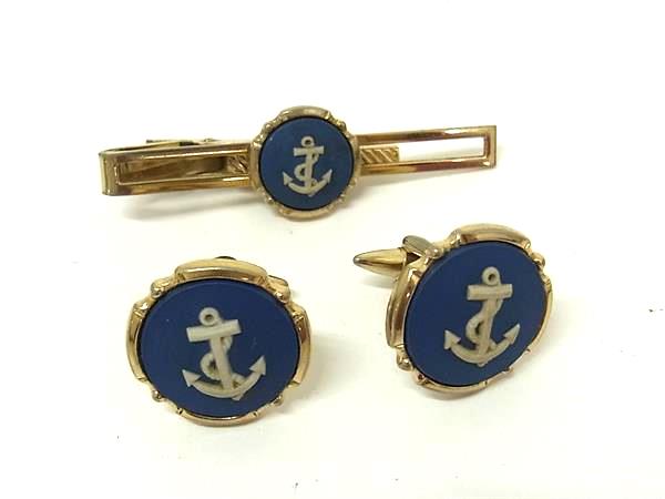 WEDGWOOD ウェッジウッド ジャスパー カメオ カフスボタン ネクタイピン アクセサリー 2点セット ブルー系×シルバー系 DM9271