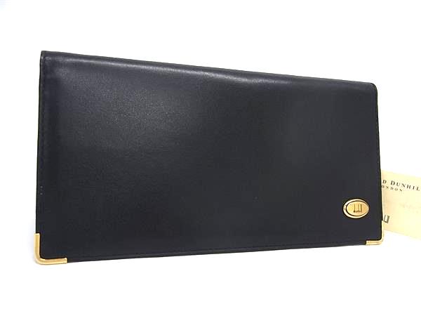 M - ■美品■ dunhill ダンヒル オックスフォード レザー 二つ折り 長財布 ウォレット 札入れ カード入れ メンズ ブラック系 DN2474