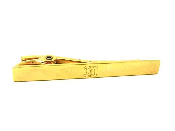 Other - CELINE セリーヌ マカダム ネクタイピン タイクリップ アクセサリー ビジネス 紳士 メンズ ゴールド系 DE5818 冠婚葬祭 結婚式 葬式