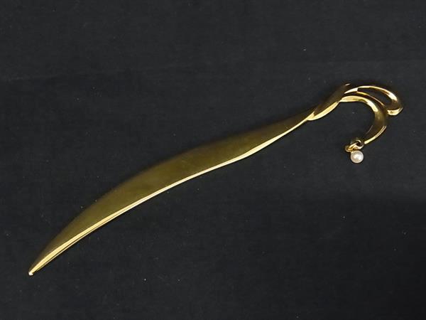 ■美品■ MIKIMOTO ミキモト 本真珠 アコヤ真珠 パール 約3mm ブックマーク ブックマーカー しおり 栞 ゴ..