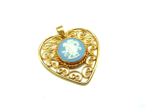 ■美品■ WEDGWOOD ウェッジウッド ジャスパー ハート ペンダントトップ ネックレストップ アクセサリー ゴールド系 DM8790