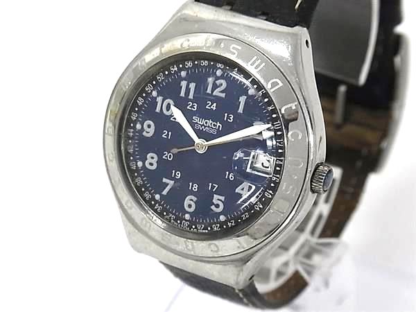 Flik Flak - ■稼働品■ SWATCH スウォッチ IRONY SS×レザー クォーツ 生活防水腕時計 ウォッチ レディース メンズ ブルー系×シルバー系 DM9623
