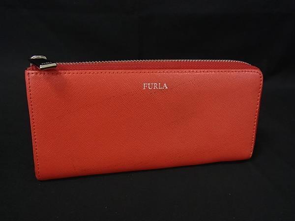 FURLA フルラ レザー L字ファスナー 長財布 ウォレット 札入れ 小銭入れ レディース オレンジ系 DK5066