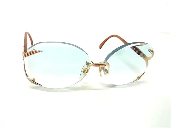 ■美品■ ChristianDior ディオール 2289 43 61□16 度入り サングラス メガネ 眼鏡 レディース メンズ ゴールド系×ブラウン系 DK5208