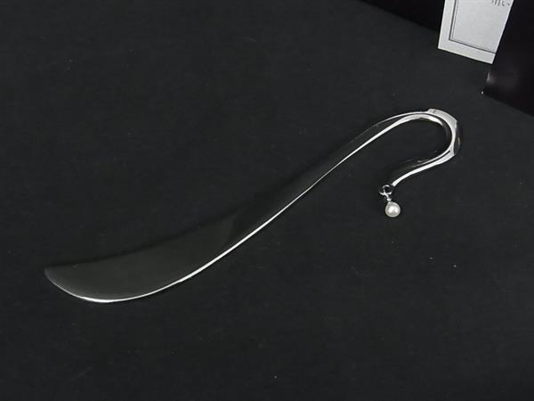 ■新品同様■ MIKIMOTO ミキモト 本真珠 アコヤ真珠 パール 約3mm 葉 リーフ ブックマーカー 栞 しおり ..