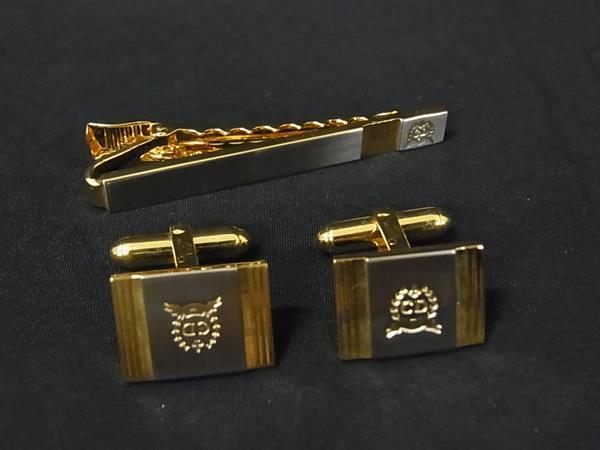 ■美品■ ChristianDior ディオール ヴィンテージ ネクタイピン カフスボタン 2点セット シルバー系×ゴールド系 DK6606