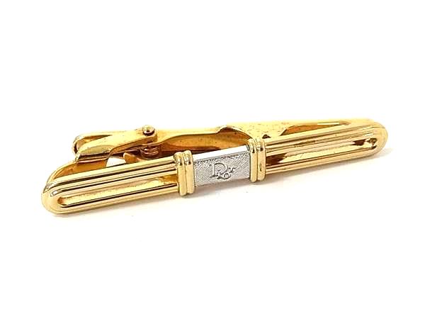 ■美品■ ChristianDior ディオール ヴィンテージ ネクタイピン タイクリップ アクセサリー 紳士 メンズ ゴールド系 DM9606