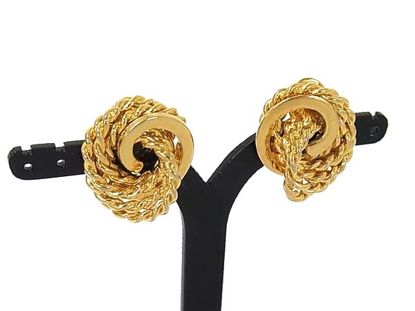 ■美品■ MONET モネ クリップ式 イヤリング アクセサリー メンズ レディース ゴールド系 DM9655