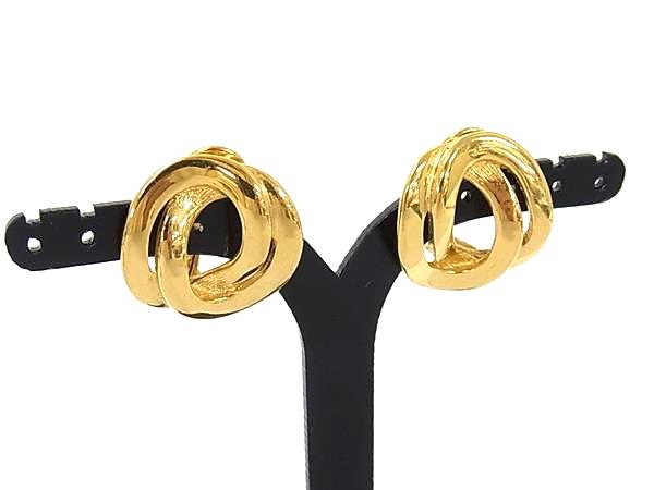 ■美品■ MONET モネ クリップ式 イヤリング アクセサリー レディース ゴールド系 DM9829