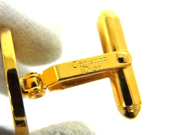 pleasure-Store 楽天市場店の■美品■ ChristianDior クリスチャンディオール ヴィンテージ カフリンクス カフスボタン アクセサリー ブラック系 ゴールド系 DN0478｜アングル3