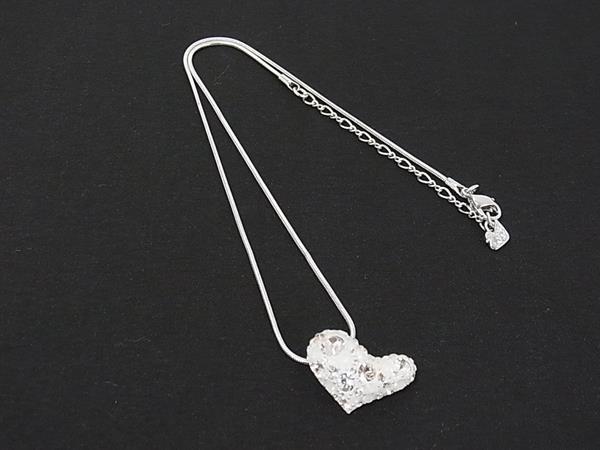乐天商城 - ■美品■ SWAROVSKI スワロフスキー ハート ラインストーン ネックレス ペンダント アクセサリー シルバー系×オフホワイト系 DN0514