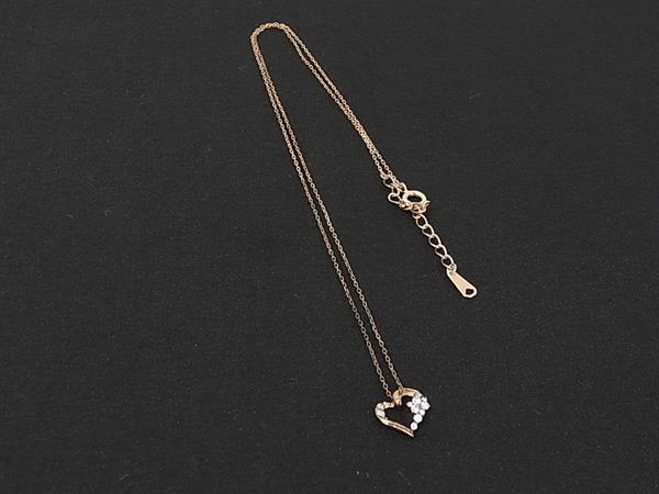Cubic Zirconia - ■美品■ 4℃ ヨンドシー SV925 ハート ラインストーン ネックレス ペンダント アクセサリー レディース ゴールド系 DN0552