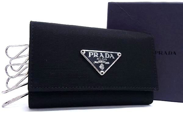 プラダ キーケース（メンズ） ■新品同様■ PRADA プラダ テスートナイロン 6連 キーケース 鍵入れ メンズ レディース ブラック系 AP9652