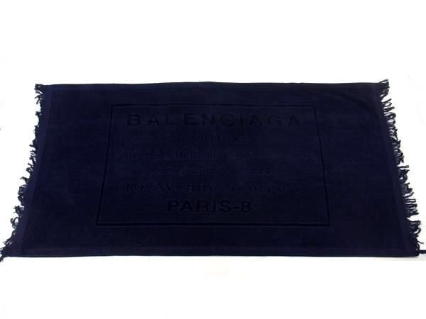 ■極美品■ BALENCIAGA バレンシアガ コットン100% フリンジ ビーチタオル バスタオル ブランケット ネイ..