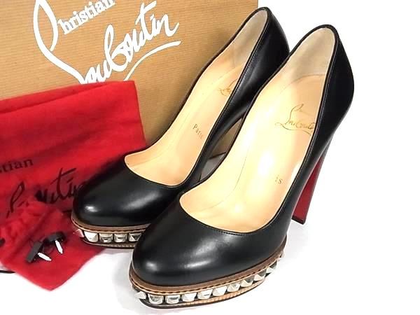 楽天pleasure-Store　楽天市場店■新品同様■ Christian Louboutin ルブタン レザー スタッズ ヒール パンプス 36 1/2 （約23.5cm） 靴 シューズ ブラック系 AS4692