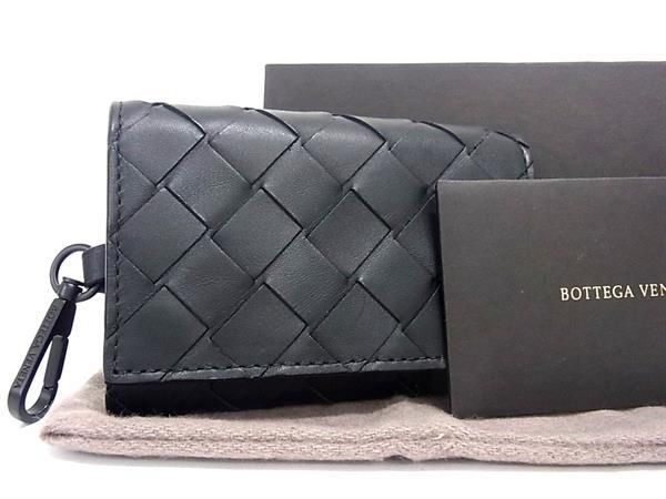 ボッテガヴェネタ キーケース ■美品■ BOTTEGA VENETA ボッテガヴェネタ イントレチャート レザー 6連 キーケース 鍵入れ メンズ ブラック系 AT2416