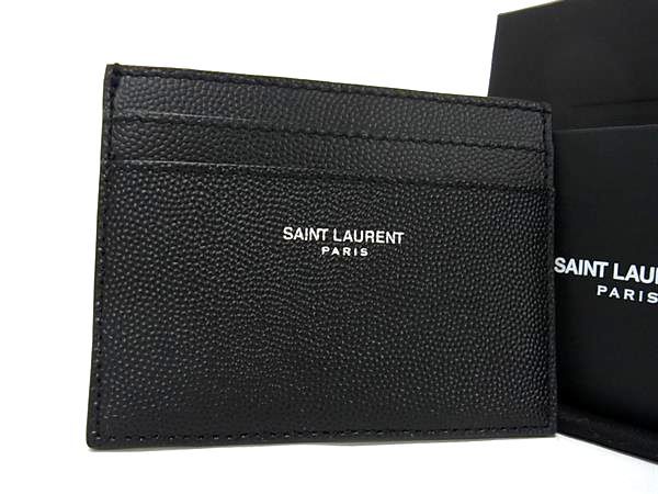 イヴ・サンローラン ■新品同様■ SAINT LAURENT サンローラン レザー カードケース パスケース 定期入れ レディース ブラック系 AU5099