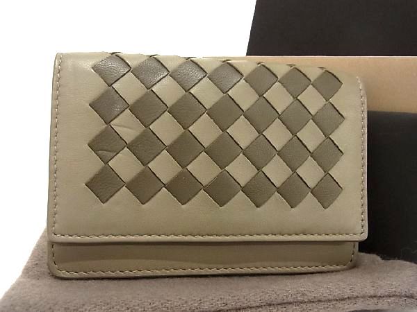 ボッテガヴェネタ 名刺入れ（メンズ） ■新品同様■ BOTTEGA VENETA ボッテガヴェネタ イントレチャート レザー カードケース カード入れ 名刺入れ ブラウン系 AU5161