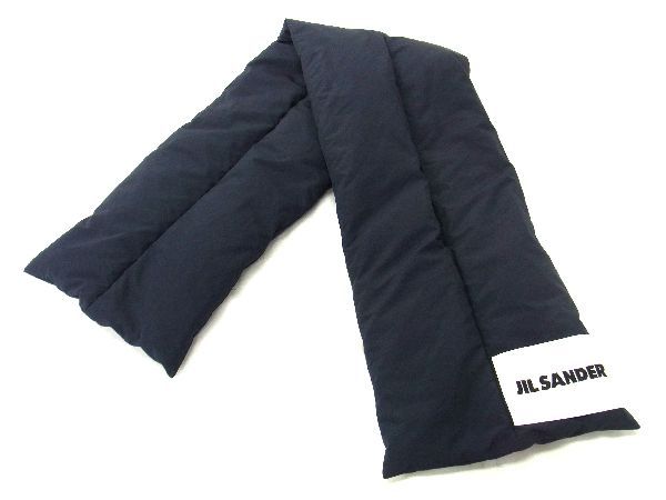 ジルサンダー マフラー レディース ■極美品■ JIL SANDER　ジルサンダー ポリエステル100% マフラー ストール レディース メンズ ダークネイビー系 AU8032