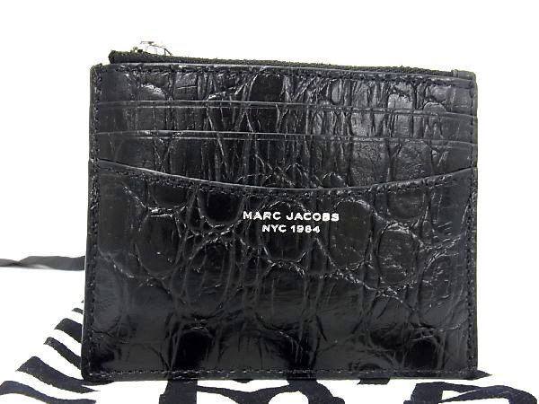 マーク ジェイコブス 革小銭入れ レディース ■新品同様■ MARC JACOBS マークジェイコブス クロコダイル型押しレザー 小銭入れ カード入れ レディース ブラック系 BG4008