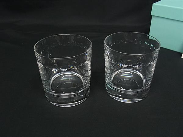 ■新品同様■ TIFFANY＆Co ティファニー スウィング ロックグラス 食器 テーブルウェア ペア 2個セット クリア BN4902