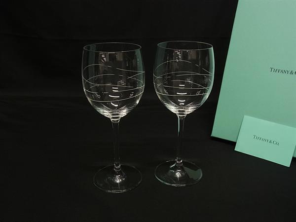 ■新品■未使用■ TIFFANY＆Co ティファニー カデンツ ワイングラス 食器 テーブルウェア ペア 2客セット クリア BR0547