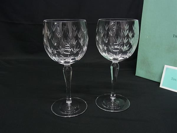 ■新品同様■ TIFFANY＆Co ティファニー フローレット ペアグラス ワイングラス テーブルウェア 食器 2客セット クリア BR0572