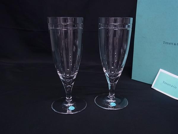 ■新品■未使用■ TIFFANY＆Co ティファニー アトラス ピルスナー シャンパングラス 食器 テーブルウェア 2客セット クリア BR0575