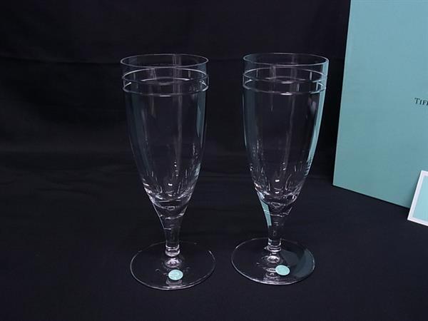 ■新品同様■ TIFFANY＆Co ティファニー アトラス ピルスナー シャンパングラス 食器 テーブルウェア 2客セット クリア BR0576