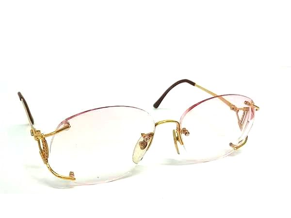 ■美品■ ChristianDior クリスチャンディオール ヴィンテージ 度入り サングラス メガネ 眼鏡 ゴールド系×クリアピンク系 DD9688