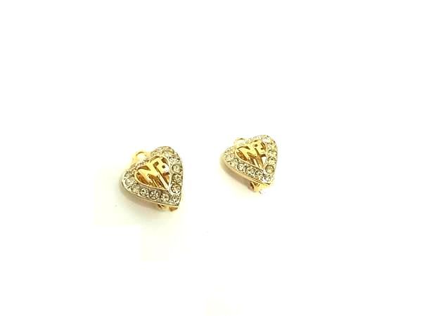 Hawaiian Jewelry - ■美品■ NINA RICCI ニナリッチ ラインストーン ハート クリップ式 イヤリング アクセサリー レディース ゴールド系 DK4271
