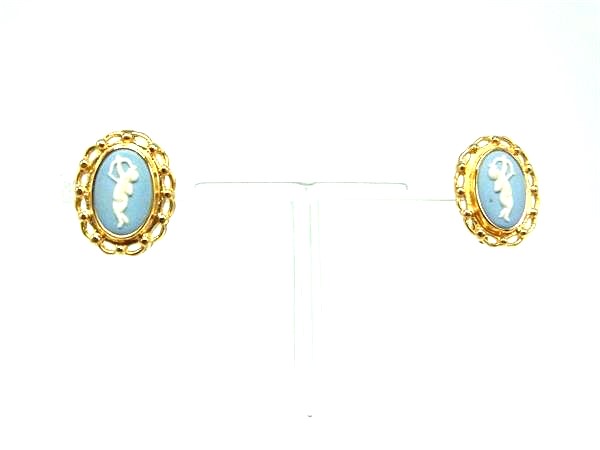 WEDGWOOD ウェッジウッド ジャスパー クリップ式 イヤリング アクセサリー レディース ゴールド系×ライトブルー系 DM8820