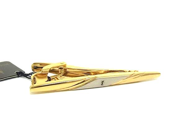 ■新品同様■ YVESSAINTLAURENT イヴサンローラン タイクリップ ネクタイピン アクセサリー メンズ ゴールド系×シルバー系 DN0179